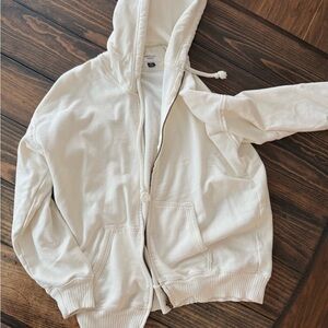 American Eagle Outfitters Cream Zip-Up Hoodie